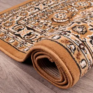 Traditional Poly Esta Gold Rug by Rug Style-60cm X 110cm