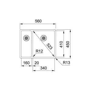 Franke Bari Stainless steel 1.5 Bowl Kitchen sink 450mm x 560mm