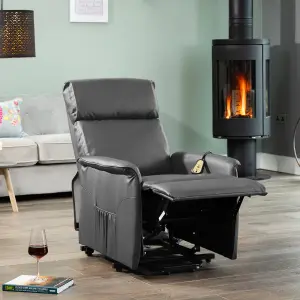 Townsend Electric Lift Assist Rise and Recline Bonded Leather Chair - Grey