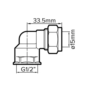 Plumbsure Compression 90° Pipe elbow (Dia)15mm 15mm