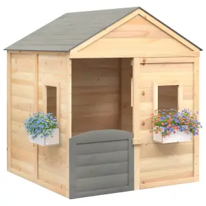 Berkfield Playhouse with Lockable Door and Flower Pots Solid Wood Fir