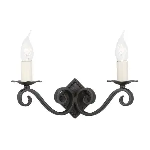 Elstead Rectory 2 Light Indoor Candle Wall Light Black, E14