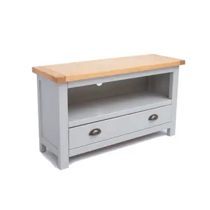 Argenta Light Grey 1 Drawer TV Cabinet Brass Cup Handle