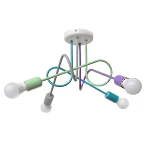 Luminosa Oxford Multi Arm Semi Flush Ceiling Light Grey, Turquoise, Minth, Violet 44cm