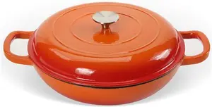 Enameled Cast Iron Casserole Shallow Pot Round Orange ø31cm 2.5 Litres | Adexa QT3107O