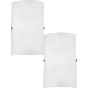 2 PACK Wall Light Colour Satin Nickel Shade White Satinized Glass E14 1x60W