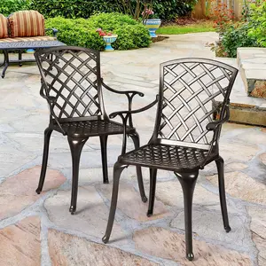 Costway Outdoor Metal Dining Chairs Set of 2 Cast Aluminum Patio Chairs