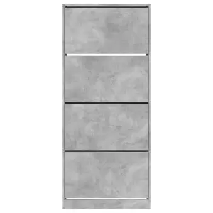 Berkfield Shoe Cabinet with 4 Flip-Drawers Concrete Grey 80x34x187.5 cm