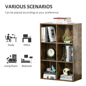 HOMCOM Cubic Cabinet Bookcase Storage Shelves for Home Office, Rustic Brown