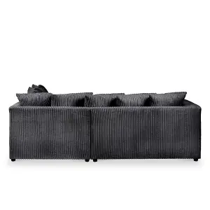 Chicago Jumbo Cord Right Hand Facing Corner Sofa Black