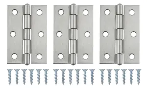 Satin Nickel-plated Metal Butt Door hinge N170 (L)75mm (W)75mm, Pack of 3