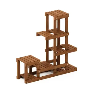 Furinno Tioman Hardwood Flower Stand in Teak Oil, Natural