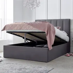 Linea Grey Upholstered Ottoman - King Size Bed Frame Only