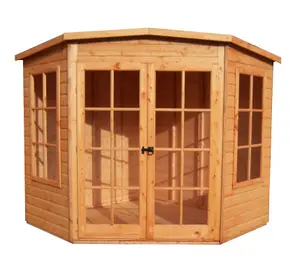 Shire Hampton 7x7 ft Toughened glass & 2 windows Pent Wooden Summer house