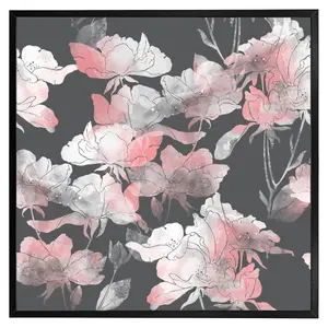 Imprints flowers and leaves of wild rose (Picutre Frame) / 12x12" / White