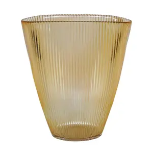 Amber Ribbed Vase H24.5Cm W21.5Cm