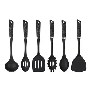 6-Piece Black Kitchen Utensils Set | Non-Scratch & Heat Resistant | BPA Free Plastic | Modern & Vibrant | Space Saving Black