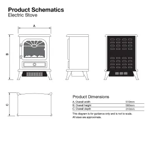 Focal Point ES3000 1.8kW Matt Black Cast iron effect Electric Stove (H)560mm (W)510mm