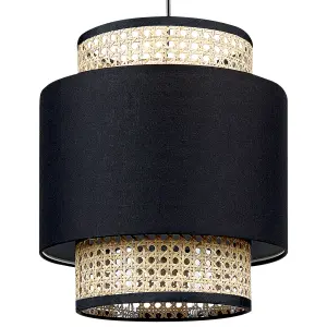 Rattan Pendant Lamp Black and Natural BOERI