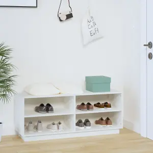 Shoe Cabinet White 110x34x45 cm Solid Wood Pine