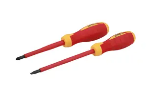 Laser Tools 8388 2pc VDE 1000V Insulated Screwdriver Set PZ2 x 100mm/Flat 5.5 x 125mm