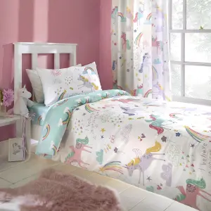 Rainbow Unicorn Childrens Duvet Cover Set