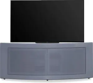 Homeology PANGEA Grey Curved Tru-Corner Beam-Thru Doors for Flat Screens up to 50" TV Cabinet