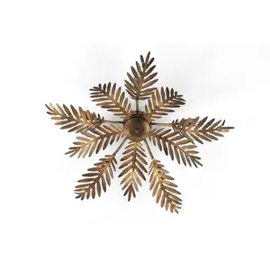 Luminosa Felce 5 Light Feather Multi Arm Semi Flush Ceiling Lamp, Bronze