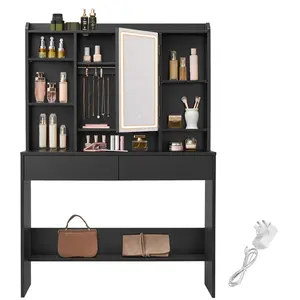 Seraphina Dressing Table with Mirror Ink Black