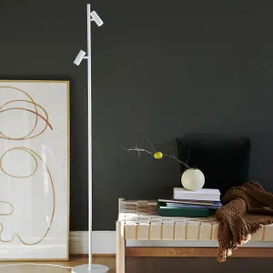 Nordlux Omari Indoor Living Dining Office Metal Floor Lamp in White (H) 141cm