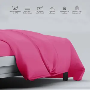 Klarita Polyester Solid Colour Duvet Cover Set with Pillowcases Pink / Double - 2 Pillowcase (50 x 75 cm)