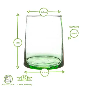 Nicola Spring - Merzouga Recycled Glass Tumblers - 260ml - Green - Pack of 6