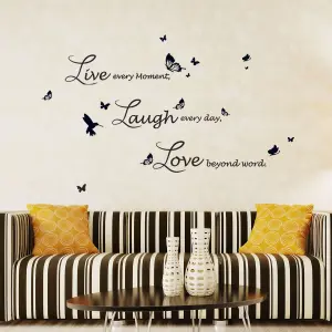 Walplus Wall Sticker Live Laugh Love Quote Handwriting Lucida Home Deco Butterfly