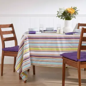 Homescapes Osaka Purple Striped Tablecloth 137 x 178 cm