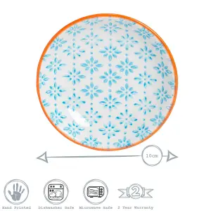 Nicola Spring - Hand-Printed Sauce Dishes - 10cm - Blue - Pack of 6