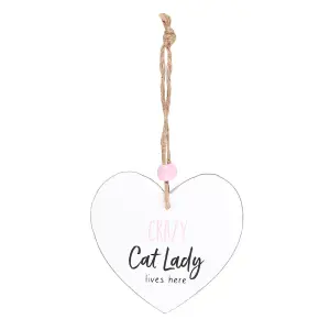 Something Different Crazy Cat Lady Heart Hanging Sentiment Sign White (One Size)