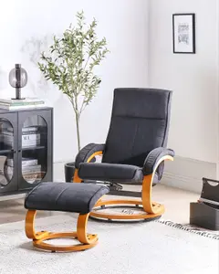 Massage Chair with Footstool HERO Fabric Black