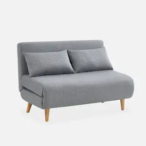 sweeek. 2-seater scandi-style folding sofa bed Guesta Light Grey 120x89x80 cm