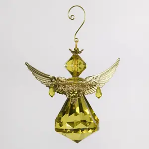 Acrylic Diamond Angel Hanging Figurine Ornament Green/Gold