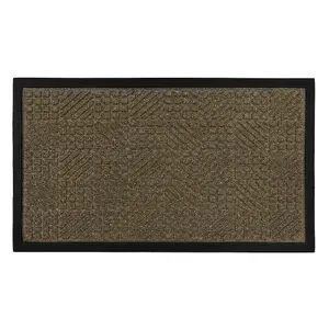 JVL Firth Tile Rubber Backed Door Mat, 40x70cm, Brown