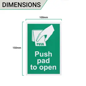 EAI - Push Pad To Open Sign 100x150mm Screw Fixed - Pack of 2