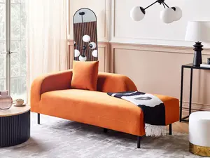 Left Hand Velvet Chaise Lounge Orange LE CRAU