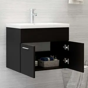 Berkfield Sink Cabinet Black 60x38.5x46 cm Engineered Wood