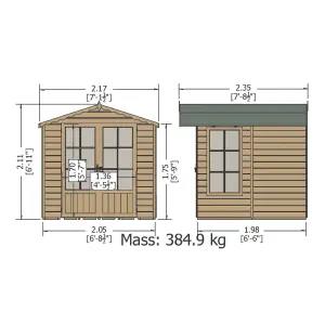 Shire Buckingham 7x7 ft & 1 window Apex Wooden Summer house - Assembly service included