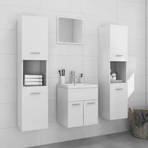 Berkfield Bathroom Furniture Set High Gloss White Engineered Wood