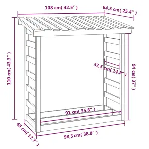 Berkfield Firewood Rack White 108x64.5x110 cm Solid Wood Pine