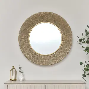 Melody Maison Round Antique Gold Effect Filigree Mirror 90cm x 90cm