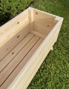 Extra Deep Large Wooden Planter Vegetable Outdoor Trough Natural