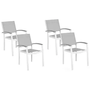 Set of 4 Garden Chairs PERETA Metal Grey