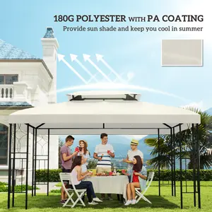 Outsunny 3x4m Gazebo Replacement Roof Canopy 2 Tier Top UV Cover Patio Cream